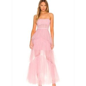 BCBGMAXAZRIA Corset Tulle Gown in Pink Tint